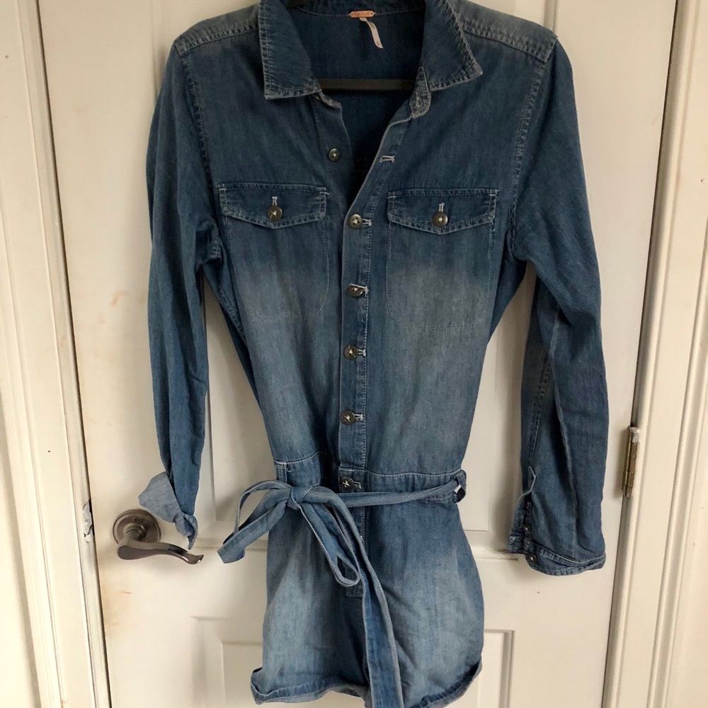 Free People Denim Jumpsuit